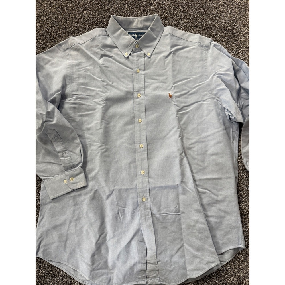 Ralph Lauren Yarmouth Mens 17 34/35 Light Blue Cotton Oxford Button Down Shirt